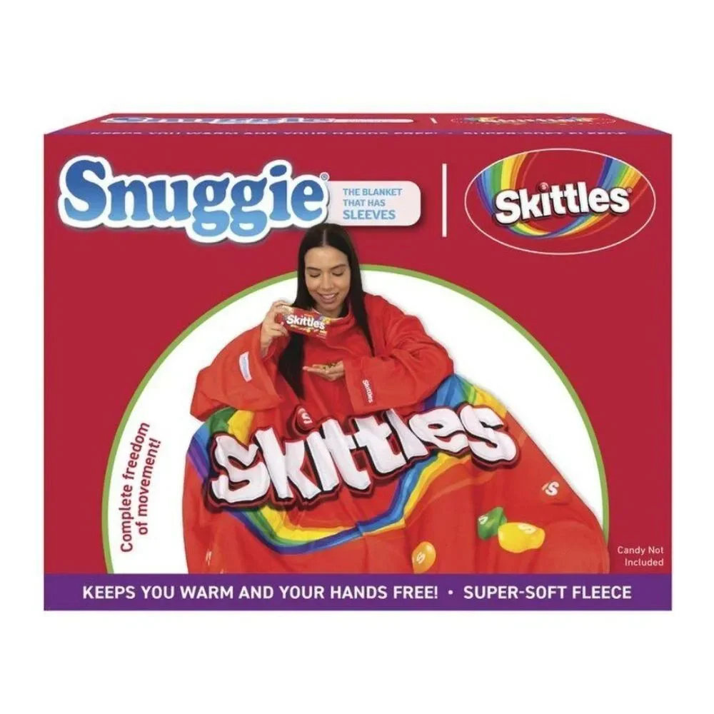 Skittles SNUGGIE The Original Wearable Soft Fleece Blanket with Sleeves Red NEW